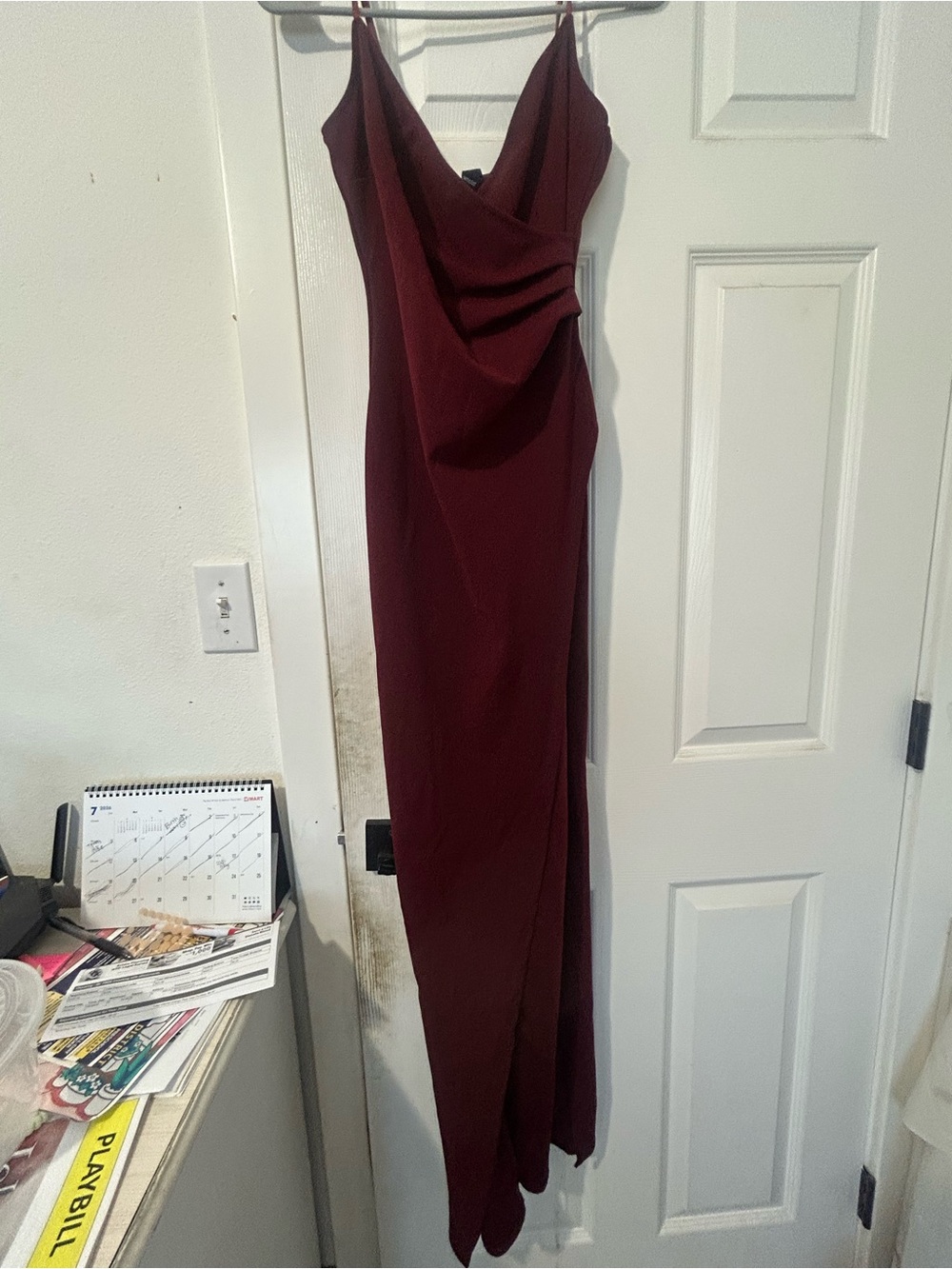Windsor Wine Red Cowl Neck Maxi Dress